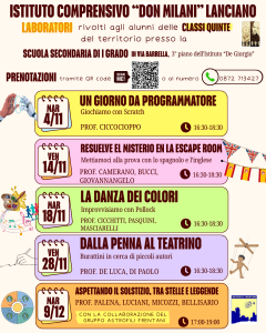Laboratori rivolti agli alunni delle classi quinte del territorio presso la Scuola secondaria di I grado (via Barrella, Lanciano)
