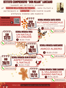 Istituto Comprensivo Don Milani Lanciano I bambini del territorio, prossimi all'ingresso nelle scuole dell'infanzia, sono invitati a partecipare ai laboratori, nelle nostre scuole d'infanzia insieme alle maestre